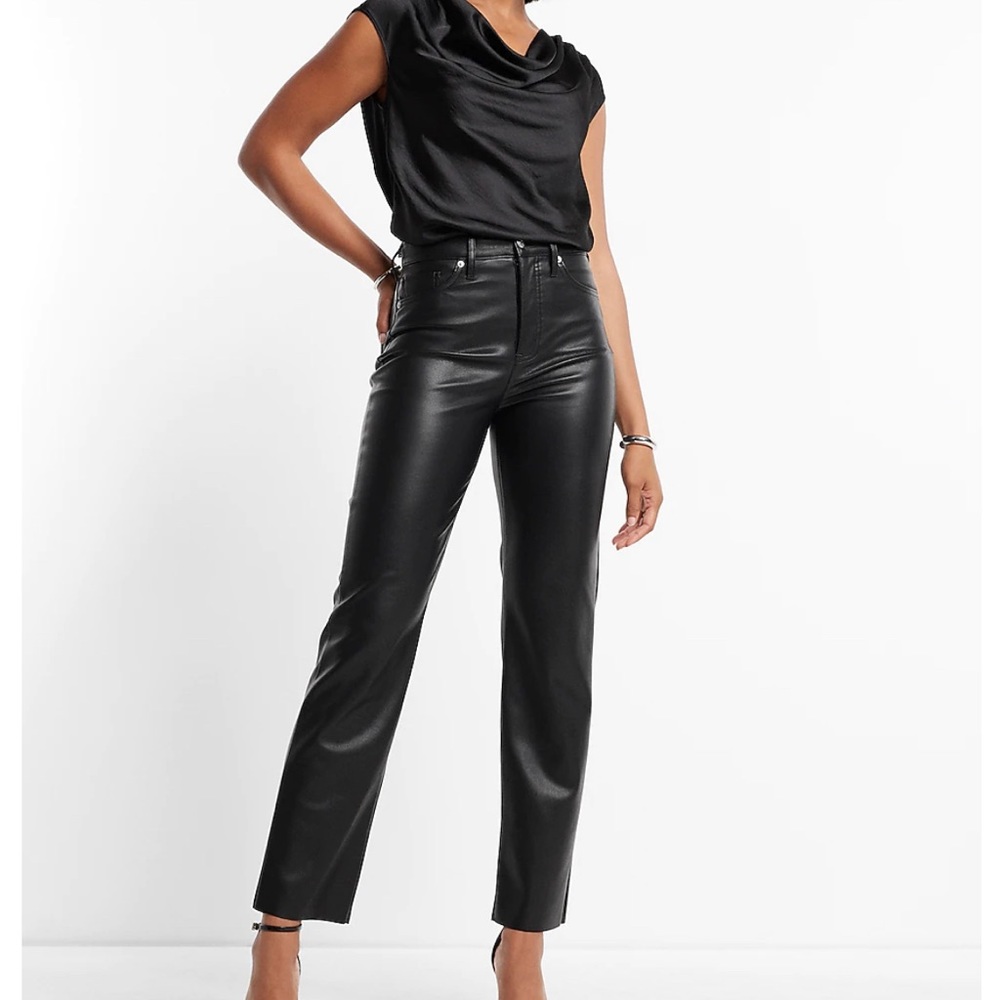 Express Faux Leather High Waisted Regular Fit Jeans US Women’s Size 4 Black